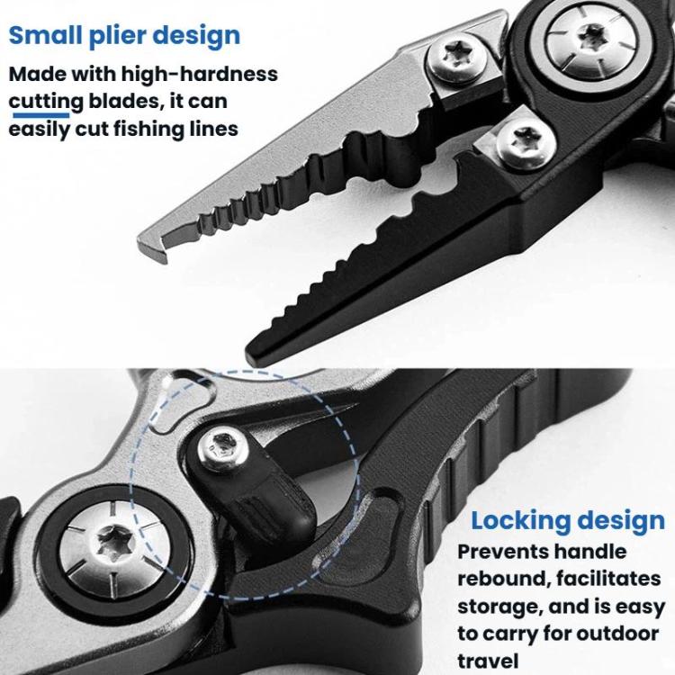 Mini Lure Pliers Micro Open-Ring Pliers Portable Fishing Line Cutters, Black Gray, Black Gray+Retractable Lanyard