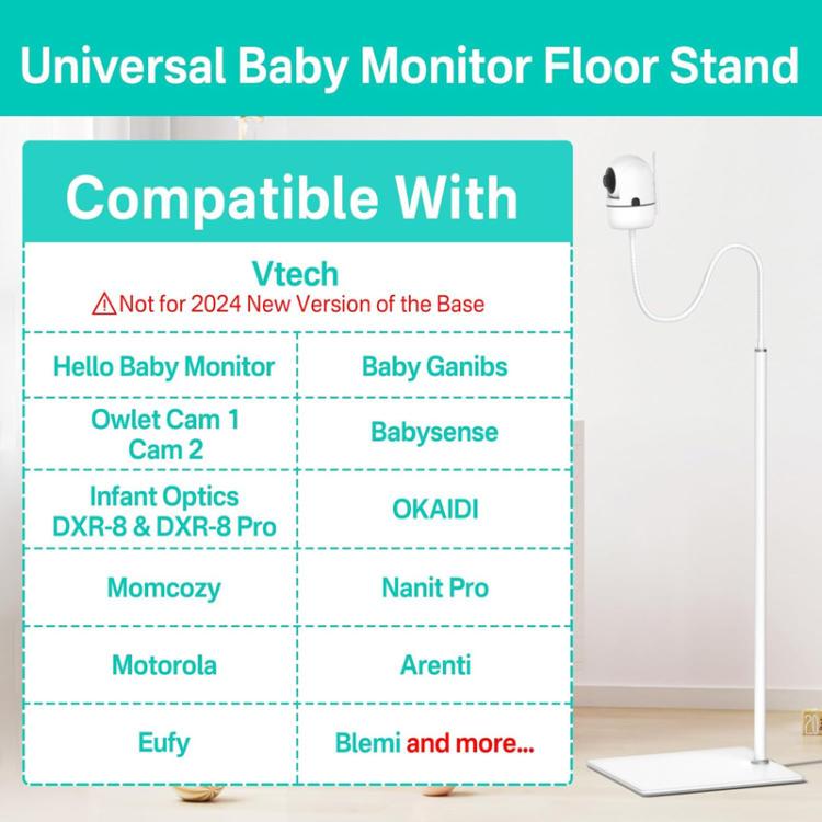 JJ-9376-W-0 For HelloBaby / VTech / Infant Optics Adjustable Baby Monitor Bracket With Storage Tray
