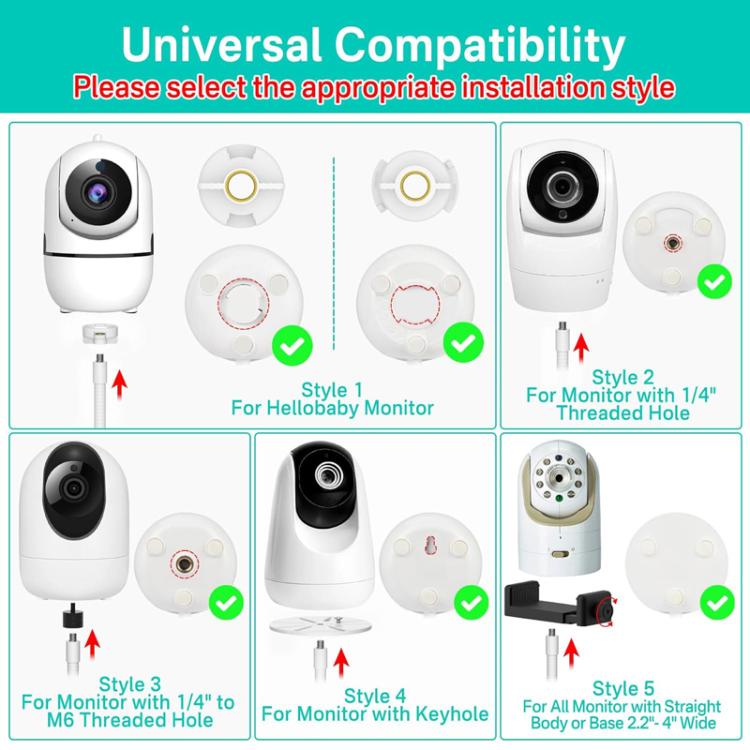 JJ-9376-W-0 For HelloBaby / VTech / Infant Optics Adjustable Baby Monitor Bracket With Storage Tray