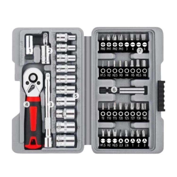 1/4 Inch Socket Wrench Tool Set Screwdriver Bits Hardware Repair Tools, 48pcs / set, 47pcs / set A, 47pcs / set B