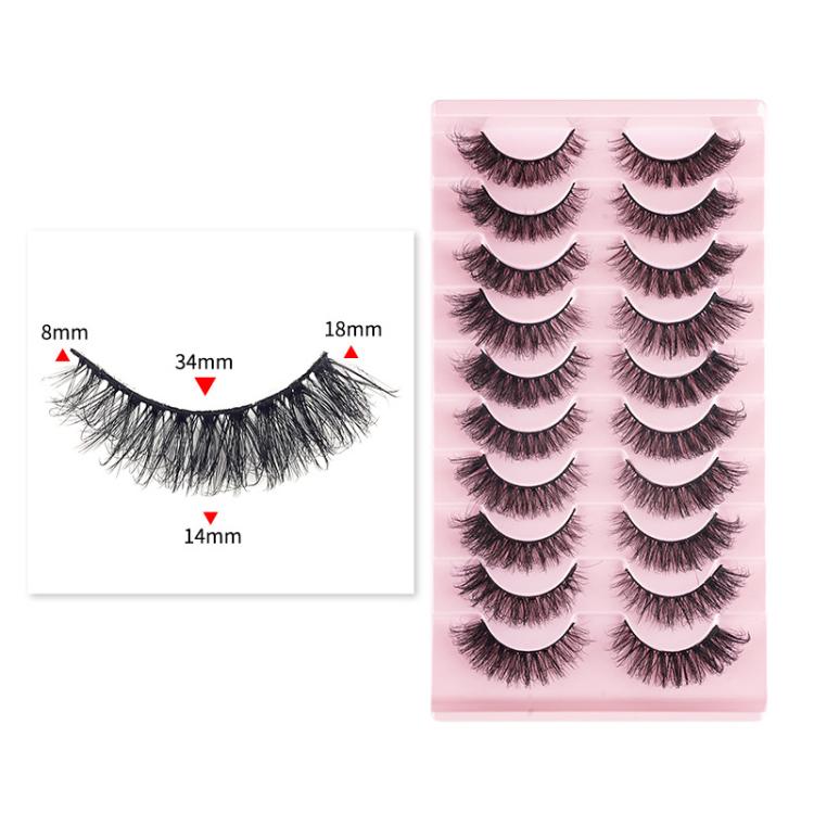 10 Pairs 8D Faux Mink Lashes Pack Fluffy Volume Dramatic False Eyelashes Natural Long Wispy Messy Curls, 203, 008, 17X, 930, 2718