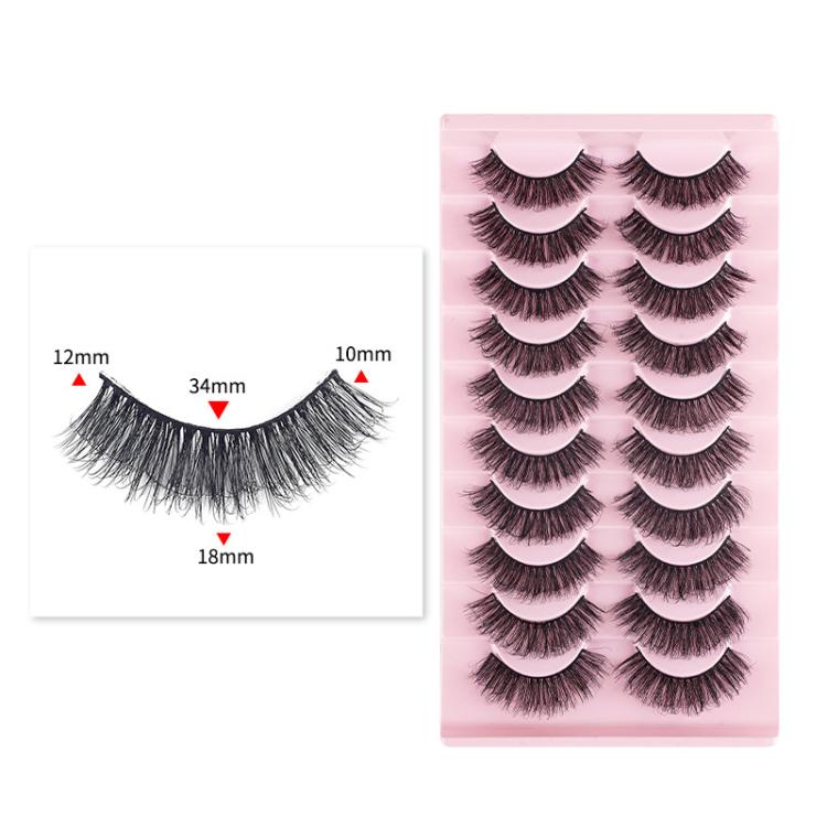 10 Pairs 8D Faux Mink Lashes Pack Fluffy Volume Dramatic False Eyelashes Natural Long Wispy Messy Curls, 203, 008, 17X, 930, 2718
