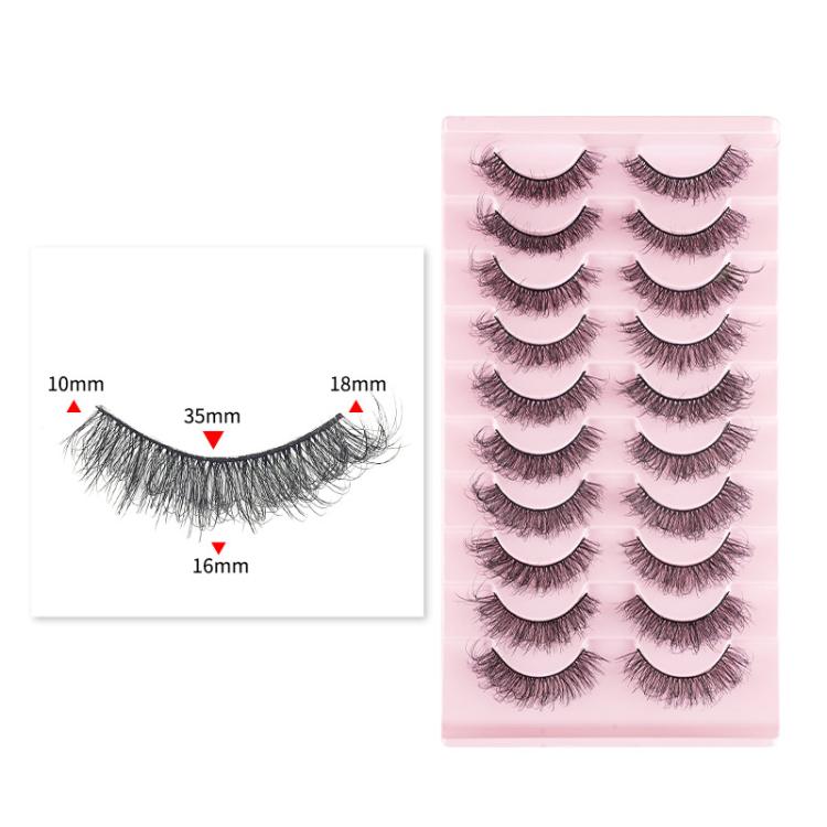 10 Pairs 8D Faux Mink Lashes Pack Fluffy Volume Dramatic False Eyelashes Natural Long Wispy Messy Curls, 203, 008, 17X, 930, 2718