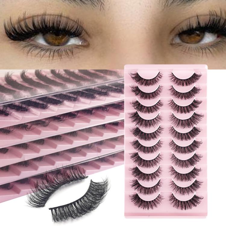 10 Pairs 8D Faux Mink Lashes Pack Fluffy Volume Dramatic False Eyelashes Natural Long Wispy Messy Curls, 203, 008, 17X, 930, 2718