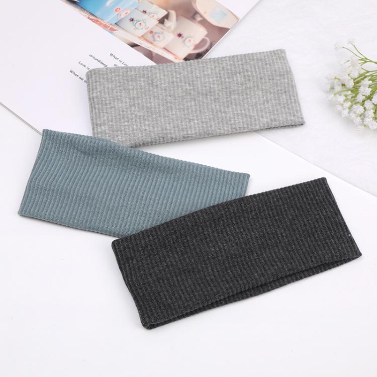 18.5 x 8cm Knitted Striped Sports Headband Wide Edge Face Washing Hair Band