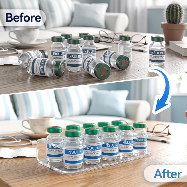 10-Hole Acrylic Insulin Bottle Organizer, 1pc, 2pcs