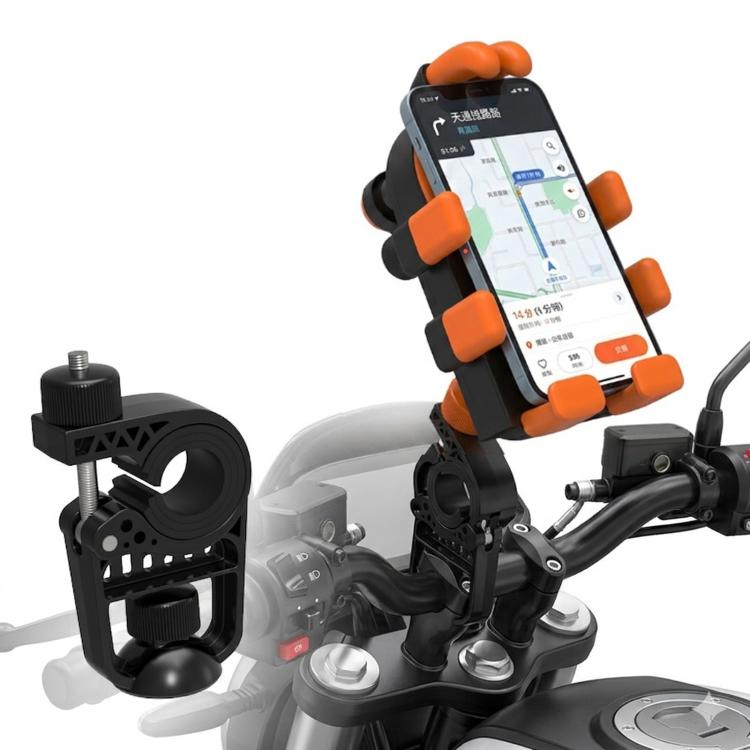 Electric Motorcycle Eight-Armed Fixation Shockproof Phone Mount, All Black Handlebars, Black Orange Handlebars, Orange White Handlebars, Black White Handlebars, All Black Mirror Mounts, Black Orange Mirror Mounts, Orange White Mirror Mounts            ...