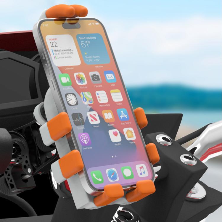 Electric Motorcycle Eight-Armed Fixation Shockproof Phone Mount, All Black Handlebars, Black Orange Handlebars, Orange White Handlebars, Black White Handlebars, All Black Mirror Mounts, Black Orange Mirror Mounts, Orange White Mirror Mounts            ...