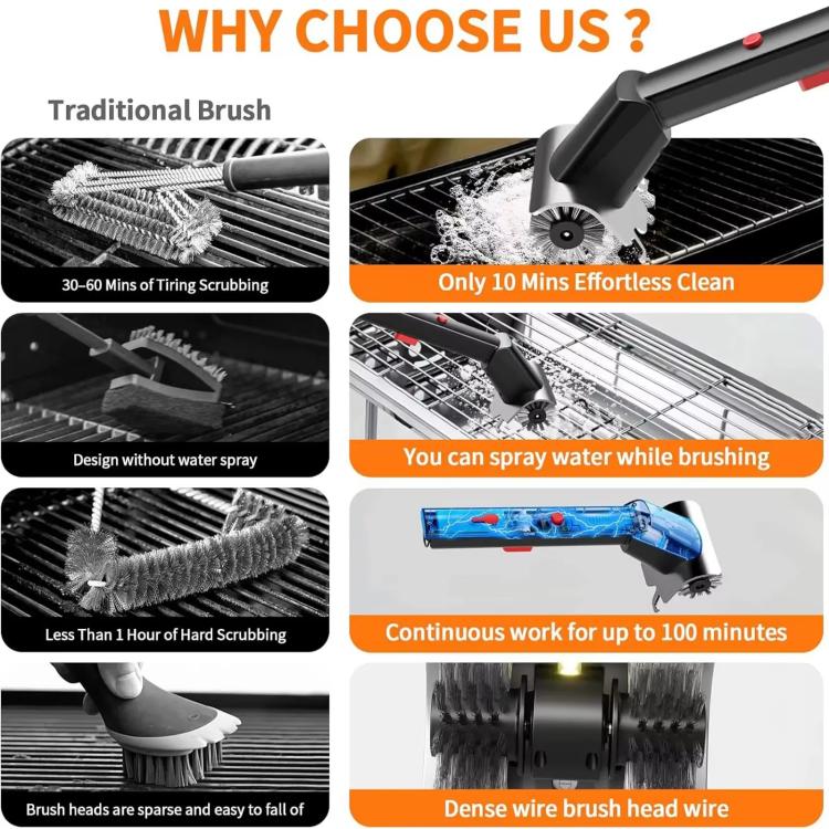 Stainless Steel Wire Electric Grill Brush Cleaning Grill Hard-Bristle Brush Tool, Standard