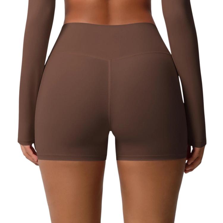 Double-Sided Brushed High-Waisted Tight-Fitting Fitness Yoga Shorts, S, M, L