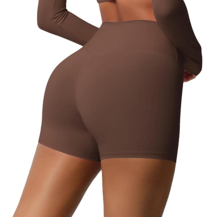 Double-Sided Brushed High-Waisted Tight-Fitting Fitness Yoga Shorts, S, M, L