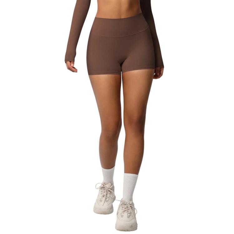 Double-Sided Brushed High-Waisted Tight-Fitting Fitness Yoga Shorts, S, M, L