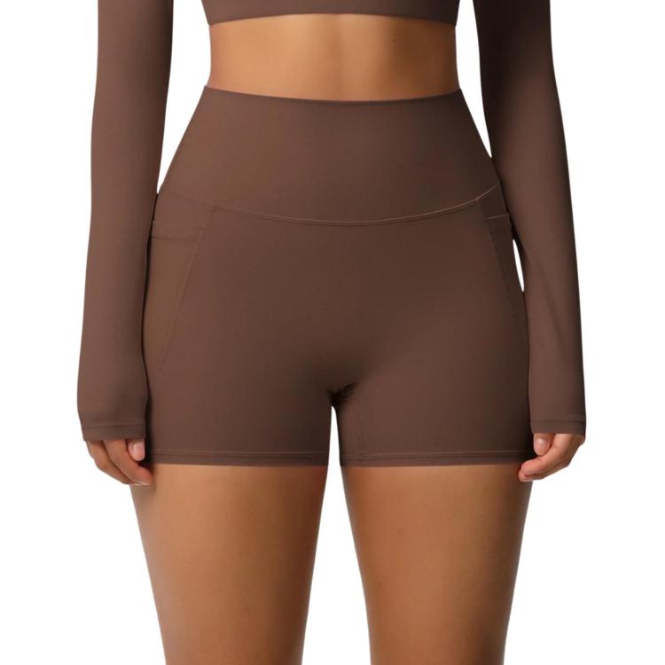 High-waisted Tight-fitting Yoga Shorts Three-quarter Length With Pockets, S, M, L, XL