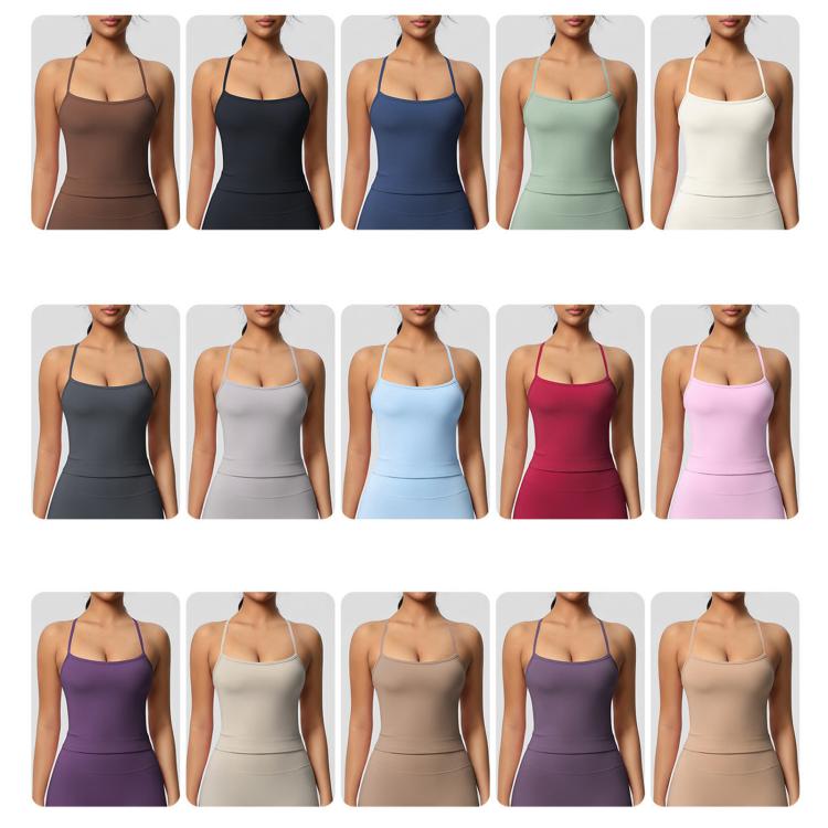 Fitted Flattering Backless Long Yoga Vest Sports Bra, S, M, L