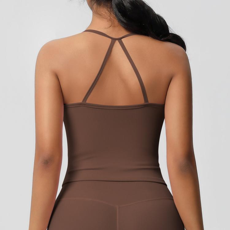 Fitted Flattering Backless Long Yoga Vest Sports Bra, S, M, L