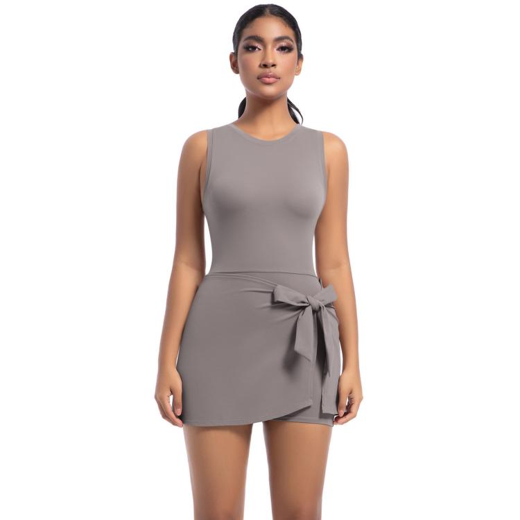 Anti-Exposure Tennis Skirt Bodysuit Breathable Fitness Yoga Wear, S, M, L, XL