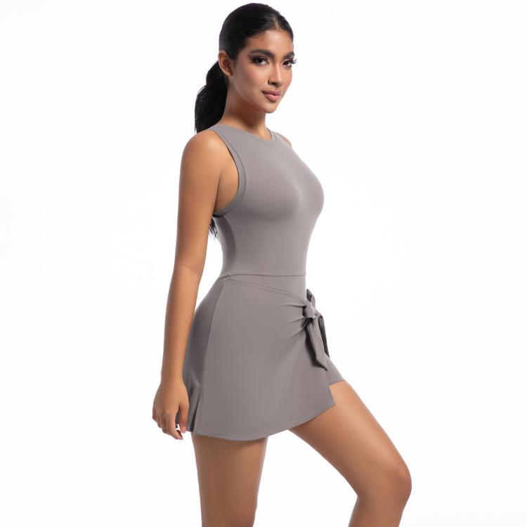 Anti-Exposure Tennis Skirt Bodysuit Breathable Fitness Yoga Wear, S, M, L, XL
