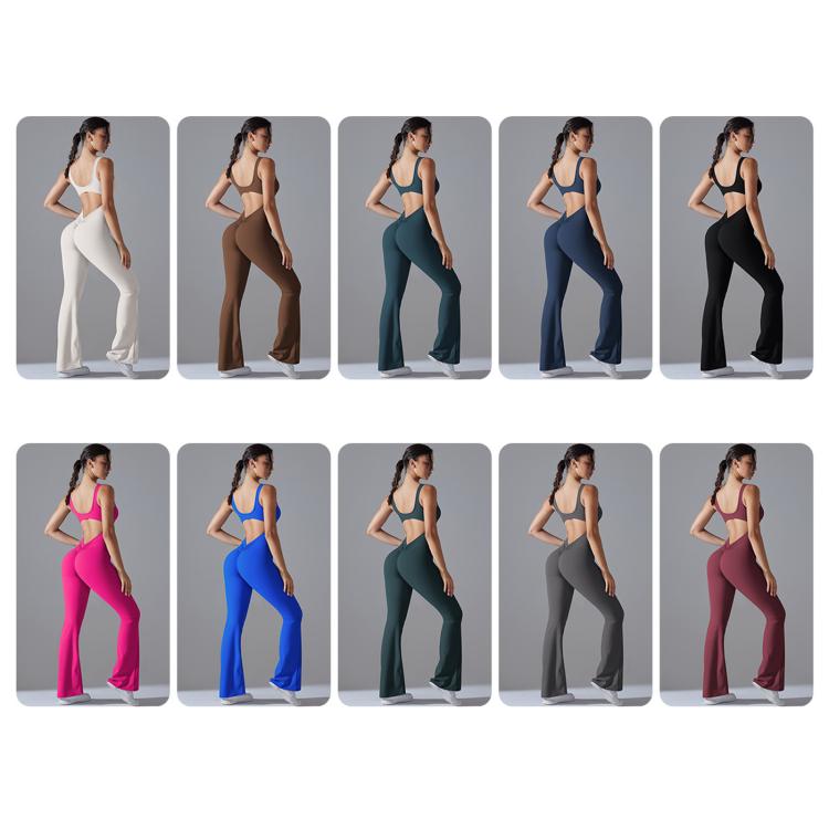Long Yoga Backless Hip Lift Slimming Wide-leg Bodysuit, S, M, L, XL