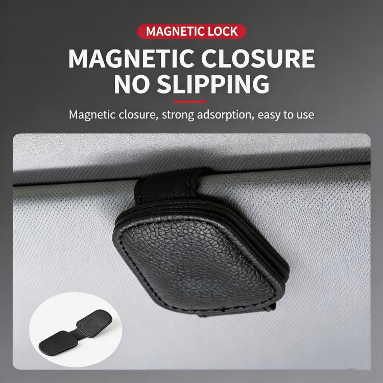 Nappa Leather Car Sunglasses Holder for Sun Visor Universal Magnetic Eyeglass Hanger Clip, Interior Organizer Accessory
