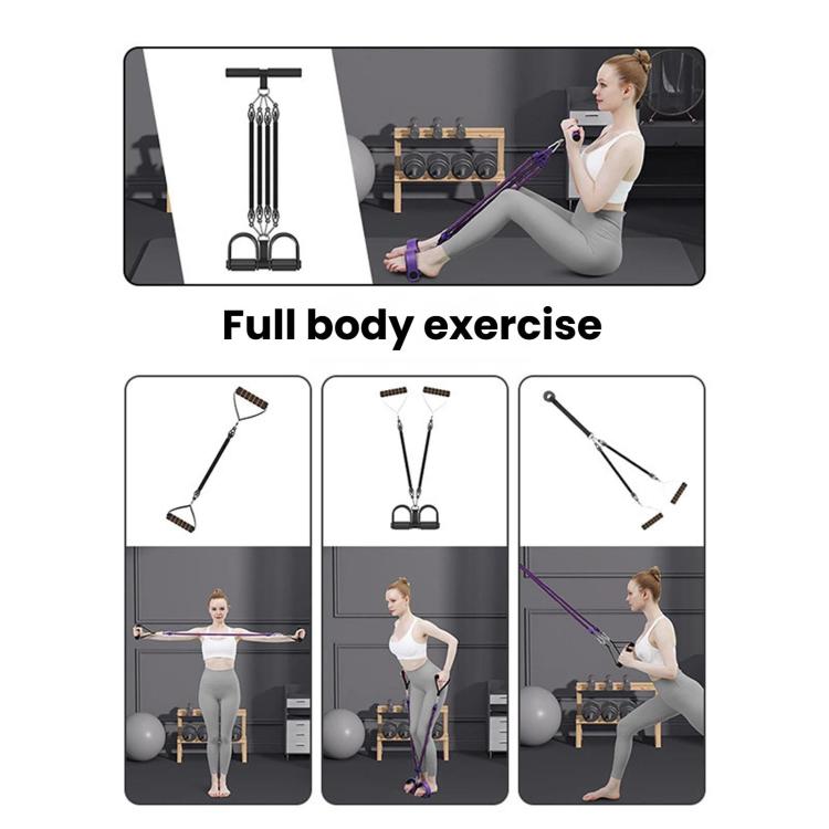 Multifunctional Sit-Up Assist Foot Pedal Resistance Band, Shoulder Opening & Back Shaping Shoulder Trainer, Black 2 Tubes, Black 3 Tubes, Black 4 Tubes, Purple 2 Tubes, Purple 3 Tubes, Purple 4 Tubes