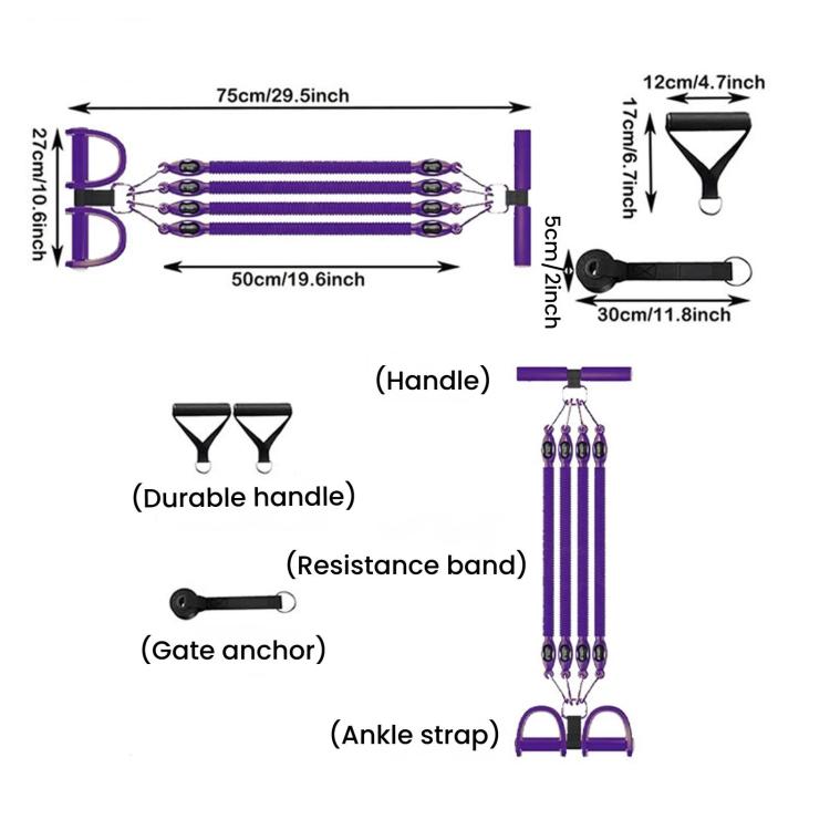 Multifunctional Sit-Up Assist Foot Pedal Resistance Band, Shoulder Opening & Back Shaping Shoulder Trainer, Black 2 Tubes, Black 3 Tubes, Black 4 Tubes, Purple 2 Tubes, Purple 3 Tubes, Purple 4 Tubes