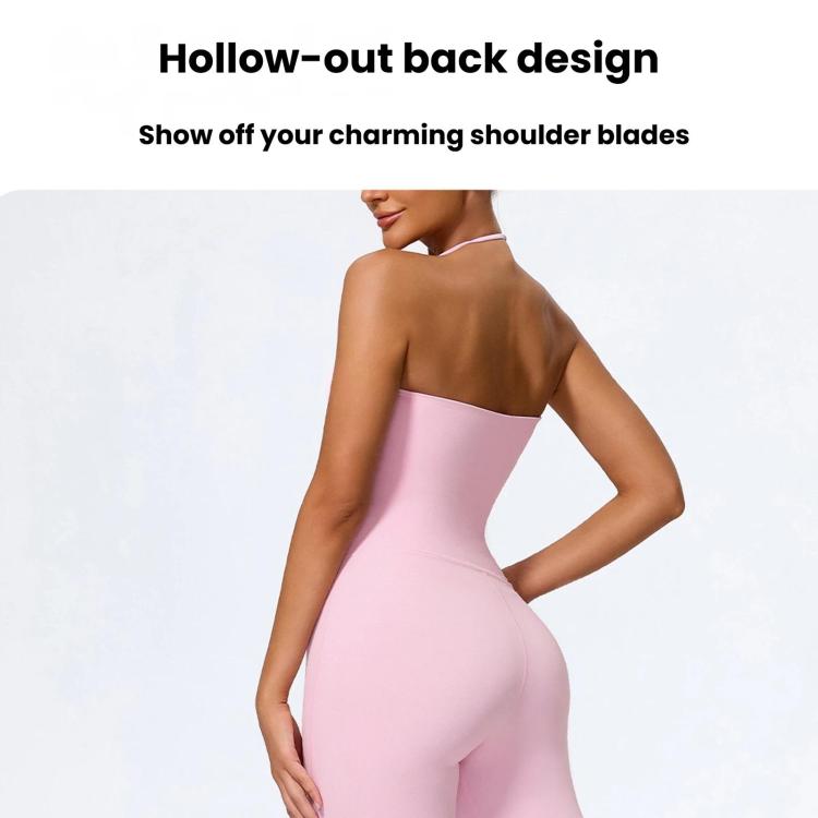Hip-Lift Halter One-Piece Yoga Jumpsuit, Women Casual Flared Fitness Yoga Outfit, S, M, L, XL