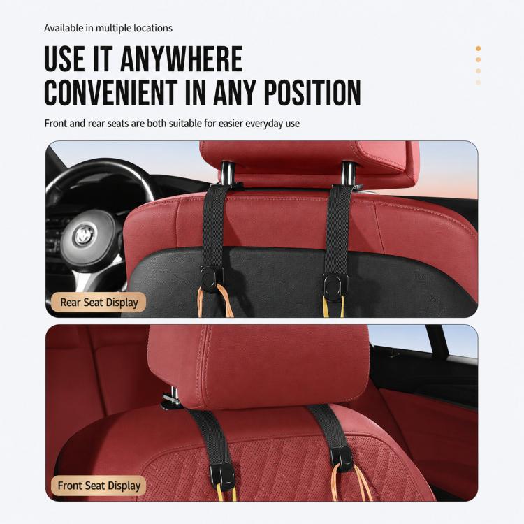 2pcs /Pack Car Headrest Hooks Car Seat Purse Hook Universal Car Organizer Backseat Hanger for Handbags, Coats, Grocery Bags