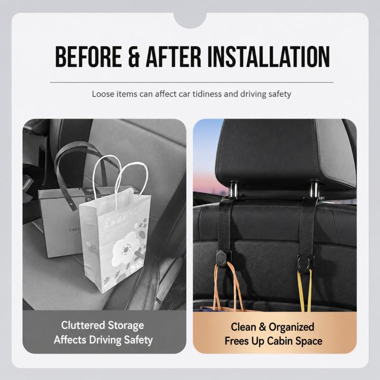 2pcs /Pack Car Headrest Hooks Car Seat Purse Hook Universal Car Organizer Backseat Hanger for Handbags, Coats, Grocery Bags