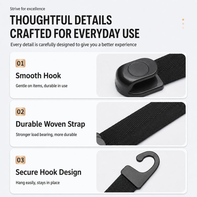 2pcs /Pack Car Headrest Hooks Car Seat Purse Hook Universal Car Organizer Backseat Hanger for Handbags, Coats, Grocery Bags