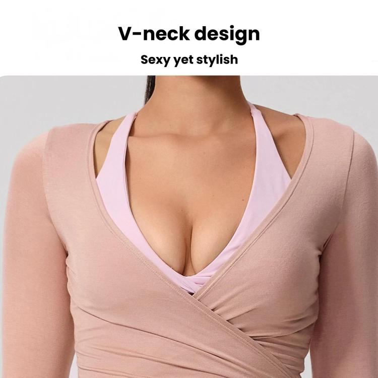Women Long-Sleeve Slim-Fit Yoga Top, Quick-Dry Pilates Fitness Shirt Sports Cover-Up, S, M, L