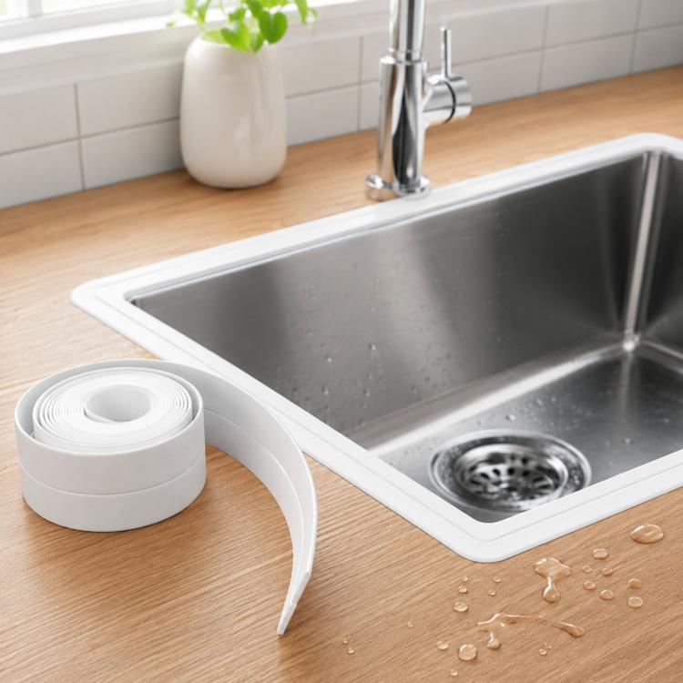 1.45 Inch x 4.9 Feet Self-Adhesive Caulk Strip Peel and Stick Caulk Tape for Bathtub, Toilet Base, Kitchen Sink, Shower, Gas Stove, Flexible Corner Sealer Protector