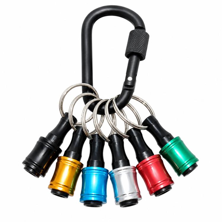 1/4 Inch Hex Shank Screwdriver Bit Holder Keychain 6-Piece Quick Release Extension Bar Set with Locking Carabiner