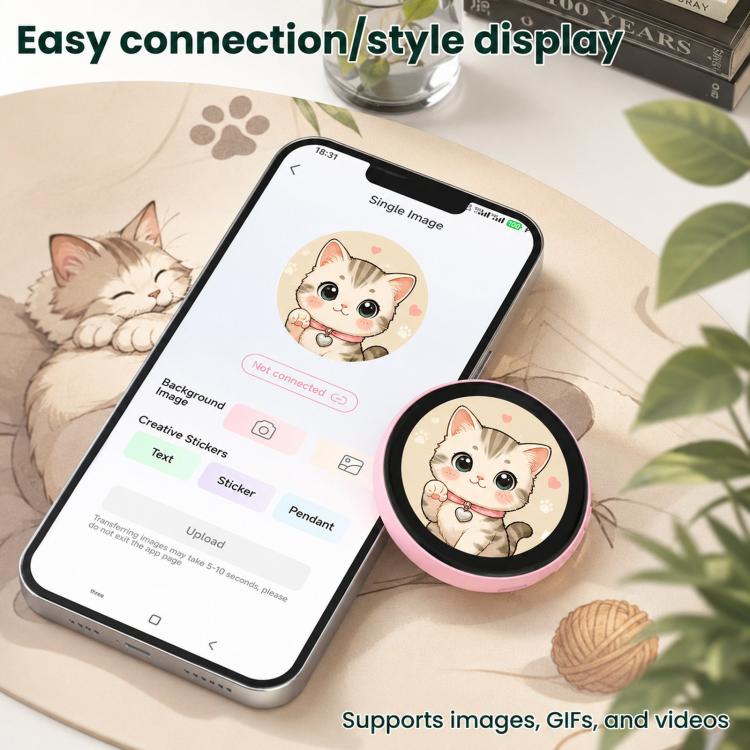 1.85 inch HD Touchscreen Dynamic App Bluetooth Anime Badge Display