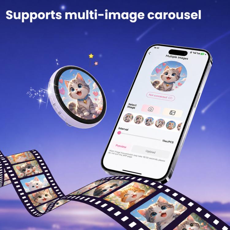1.85 inch HD Touchscreen Dynamic App Bluetooth Anime Badge Display