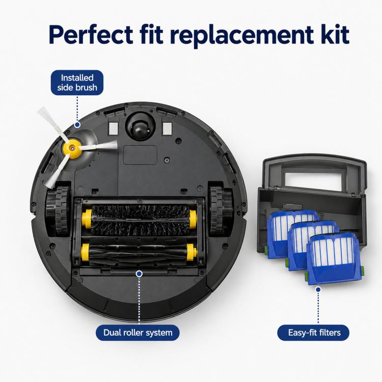 10 In 1 Replacement Parts For iRobot Roomba 600 Series 690 650 620 630 651 655 614 Vacuum Replenishment Kit, 10 In 1