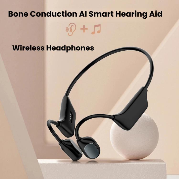 Noise Reduction HD Bone Conduction Hearing Aid Earphones Open-Ear Wireless Bluetooth Headphones, Black