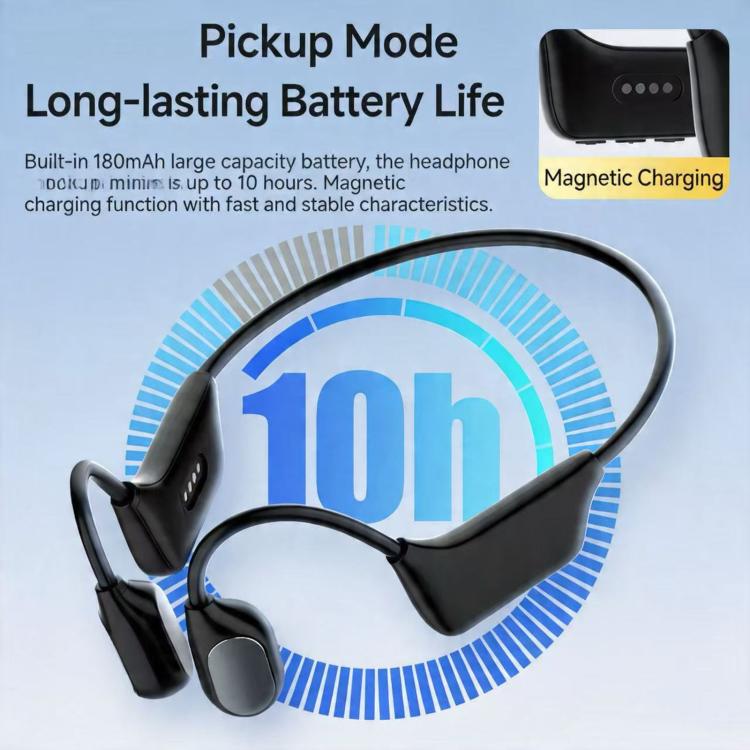 Noise Reduction HD Bone Conduction Hearing Aid Earphones Open-Ear Wireless Bluetooth Headphones, Black