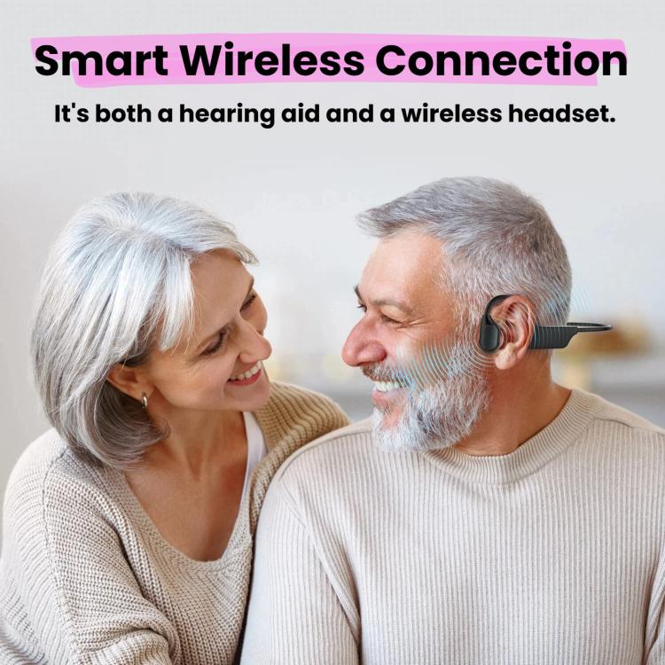Noise Reduction HD Bone Conduction Hearing Aid Earphones Open-Ear Wireless Bluetooth Headphones, Black