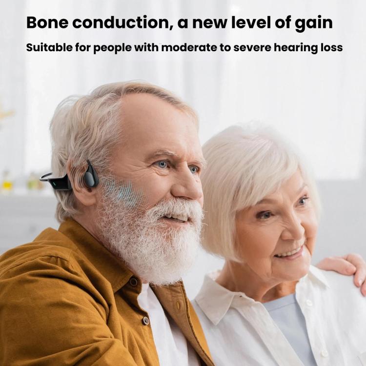 Noise Reduction HD Bone Conduction Hearing Aid Earphones Open-Ear Wireless Bluetooth Headphones, Black