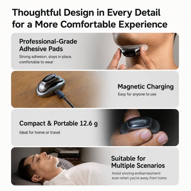 SNORE CIRCLE Smart Anti-Snoring Device Upgraded TENS & EMA Throat Snore Stopper With 3-Contact Electrode & App Tracking, YA4600