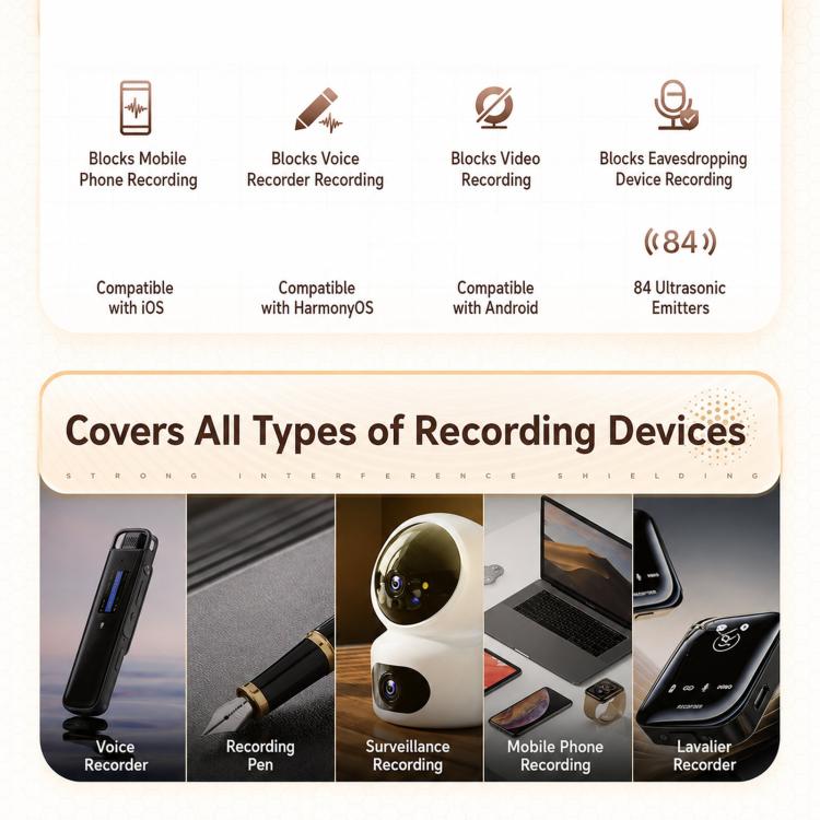 Covert Tissue Box Audio Protection Device, 360 Degrees Ultrasonic Voice Recorder Blocker, US Plug, BS-99Pro 56 Sine Wave, BS-99Pro Max 84 Sine Wave