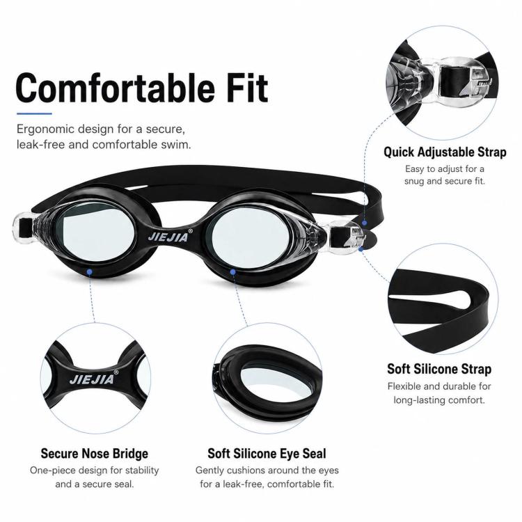 JIEJIA High-Definition Waterproof and Anti-Fog Silicone Swimming Goggles