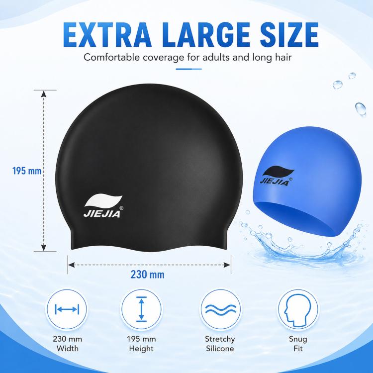 JIEJIA Extra Large Elastic Waterproof Silicone Swim Cap