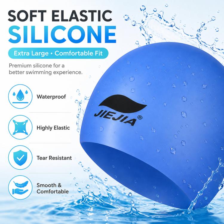 JIEJIA Extra Large Elastic Waterproof Silicone Swim Cap