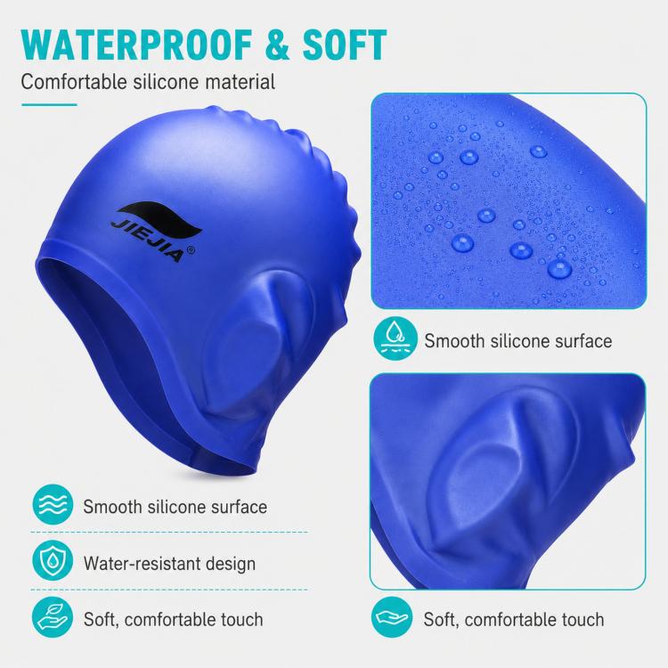 JIEJIA Swimming Silicone Ear-Protecting Swimming Cap With Earplugs And Nose Clip