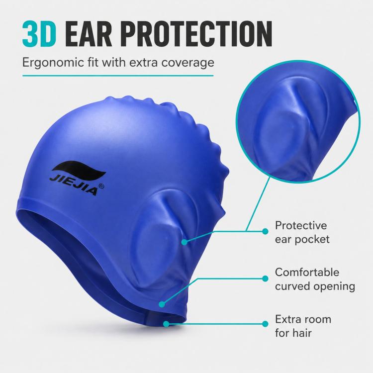 JIEJIA Swimming Silicone Ear-Protecting Swimming Cap With Earplugs And Nose Clip