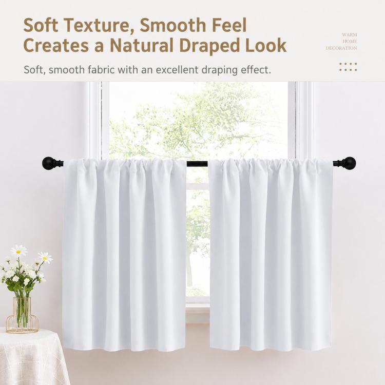 Single Rod Pocket Cafe Curtains Thick High Density Short Tier Window Treatment for Kitchen Bedroom, 40x60cm, 76x60cm, 76x92cm, 106x91cm