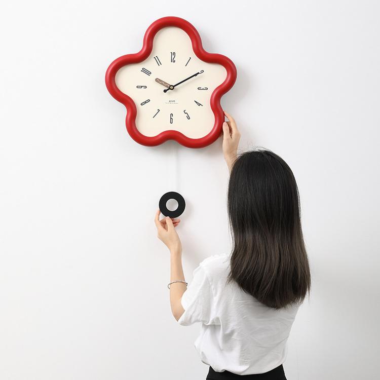 wozoom Flower Shaped Wall Clock Silent Creamy Style Decorative Clock, Minimalist Beige, Minimalist Red, Swing Red With Second Hand, Swing Beige, Swing Red, Swing Green