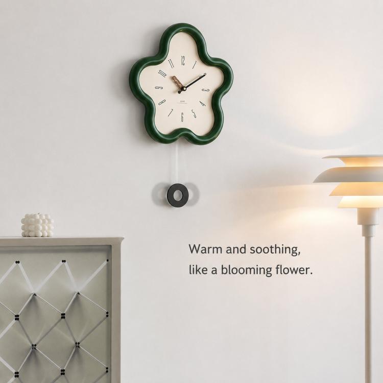 wozoom Flower Shaped Wall Clock Silent Creamy Style Decorative Clock, Minimalist Beige, Minimalist Red, Swing Red With Second Hand, Swing Beige, Swing Red, Swing Green