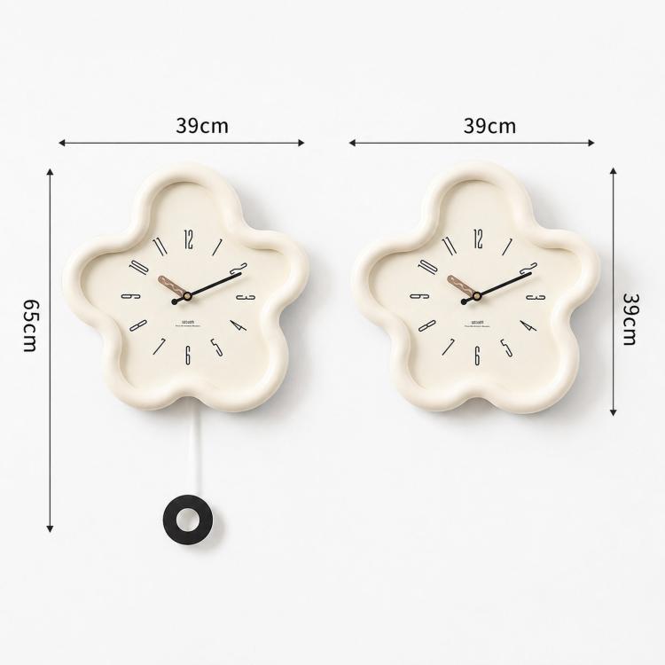 wozoom Flower Shaped Wall Clock Silent Creamy Style Decorative Clock, Minimalist Beige, Minimalist Red, Swing Red With Second Hand, Swing Beige, Swing Red, Swing Green